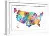 United States Typography Text Map-Michael Tompsett-Framed Art Print