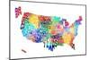 United States Typography Text Map-Michael Tompsett-Mounted Art Print