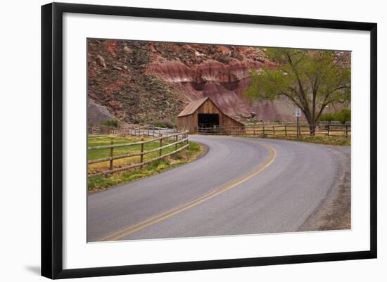 United States, Utah, Capitol Reef National Park, Historic Wooden Barn at Fruita-David Wall-Framed Photographic Print