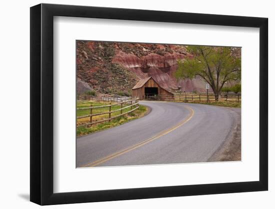 United States, Utah, Capitol Reef National Park, Historic Wooden Barn at Fruita-David Wall-Framed Photographic Print