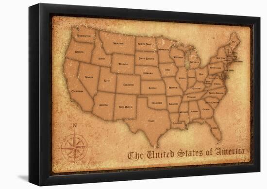 United States Vintage Style Map-null-Framed Poster