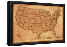 United States Vintage Style Map-null-Framed Poster