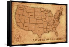 United States Vintage Style Map-null-Framed Stretched Canvas