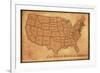 United States Vintage Style Map-null-Framed Art Print