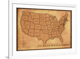 United States Vintage Style Map-null-Framed Art Print