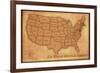 United States Vintage Style Map-null-Framed Art Print