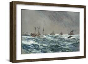 United States War-Ships in a Blow-Squally Weather Off the Cuban Coast-Carlton T. Chapman-Framed Giclee Print