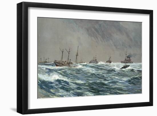 United States War-Ships in a Blow-Squally Weather Off the Cuban Coast-Carlton T. Chapman-Framed Giclee Print