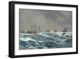 United States War-Ships in a Blow-Squally Weather Off the Cuban Coast-Carlton T. Chapman-Framed Giclee Print