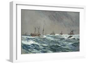 United States War-Ships in a Blow-Squally Weather Off the Cuban Coast-Carlton T. Chapman-Framed Giclee Print