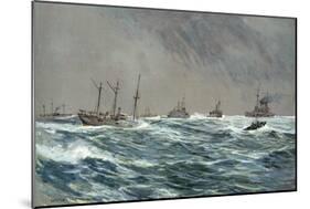 United States War-Ships in a Blow-Squally Weather Off the Cuban Coast-Carlton T. Chapman-Mounted Giclee Print