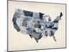 United States Watercolor Map-Michael Tompsett-Mounted Art Print