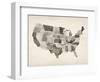 United States Watercolor Map-Michael Tompsett-Framed Art Print