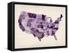 United States Watercolor Map-Michael Tompsett-Framed Stretched Canvas