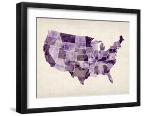 United States Watercolor Map-Michael Tompsett-Framed Art Print