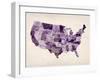 United States Watercolor Map-Michael Tompsett-Framed Art Print