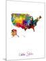 United States Watercolor Map-Michael Tompsett-Mounted Art Print