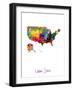 United States Watercolor Map-Michael Tompsett-Framed Art Print