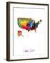 United States Watercolor Map-Michael Tompsett-Framed Art Print