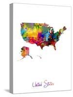 United States Watercolor Map-Michael Tompsett-Stretched Canvas