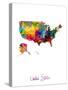 United States Watercolor Map-Michael Tompsett-Stretched Canvas