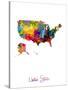 United States Watercolor Map-Michael Tompsett-Stretched Canvas