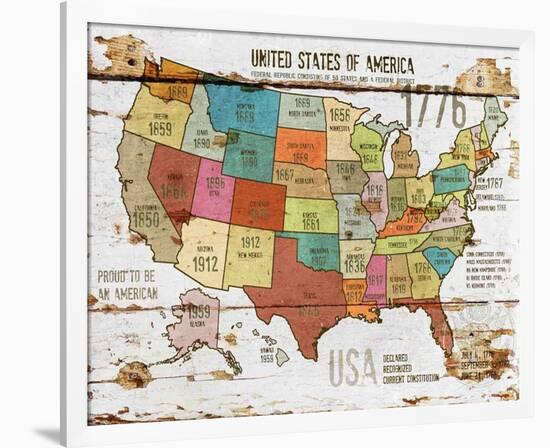 United StatesOf America Map II-null-Framed Art Print