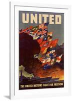 United The United Nations Fight for Freedom WWII War Propaganda-null-Framed Art Print