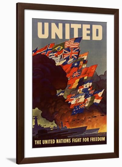 United The United Nations Fight for Freedom WWII War Propaganda-null-Framed Art Print