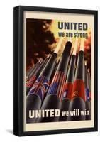 United We are Strong United We Will Win - WWII War Propaganda-null-Framed Poster