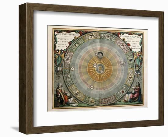 Universe on the Model of Copernicus with Sun in Center-Andreas Cellarius-Framed Art Print