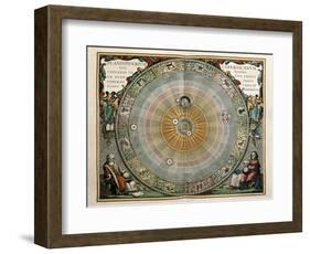 Universe on the Model of Copernicus with Sun in Center-Andreas Cellarius-Framed Art Print