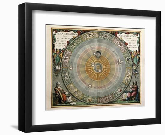 Universe on the Model of Copernicus with Sun in Center-Andreas Cellarius-Framed Art Print