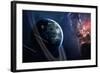 Universe Scene with Planets, Stars and Galaxies in Outer Space Showing the Beauty of Space Explorat-Forplayday-Framed Art Print