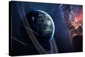 Universe Scene with Planets, Stars and Galaxies in Outer Space Showing the Beauty of Space Explorat-Forplayday-Stretched Canvas