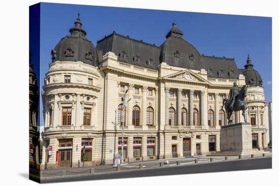 University Library and King Carol I, Calea Victoriei, Bucharest, Romania, Europe-Rolf Richardson-Stretched Canvas