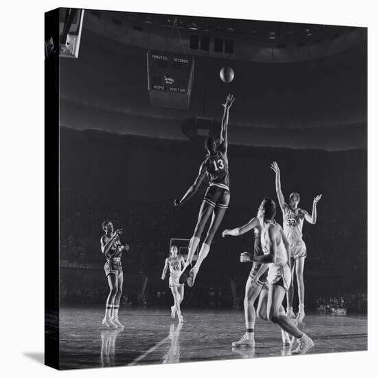 University of Kansas Basketball Player Wilt Chamberlain (C) Playing in a School Game, 1957-George Silk-Stretched Canvas