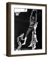 University of Kansas Basketball Star Wilt Chamberlain Playing in a Game-George Silk-Framed Premium Photographic Print
