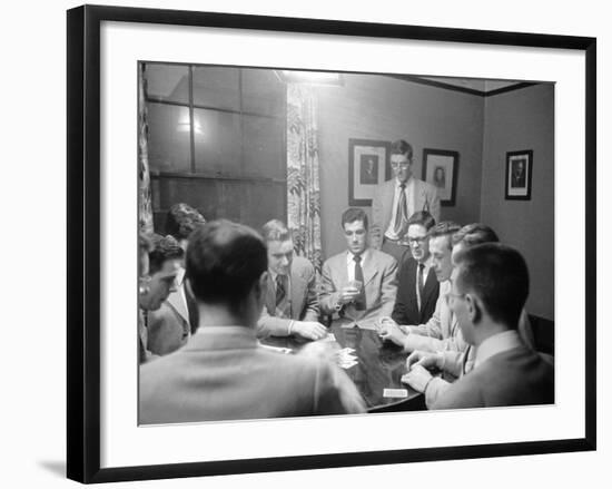 University of Michigan Medical School Students Playing a Game of Poker after Classes-Alfred Eisenstaedt-Framed Photographic Print