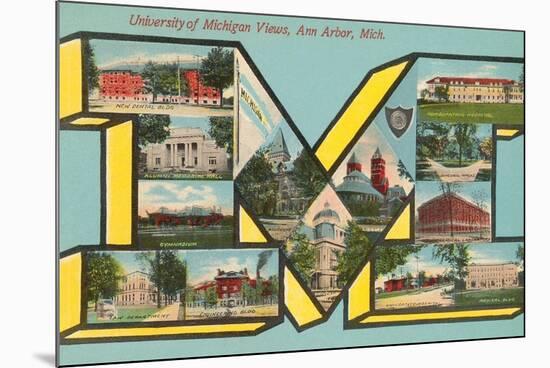 University of Michigan Views, 'M'-null-Mounted Premium Giclee Print