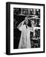 University of Pittsburgh Dr. Jonas Salk Examine Test Tube of Polio Virus Used to make Polio Vaccine-Alfred Eisenstaedt-Framed Premium Photographic Print