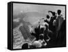 University of Pittsburgh Students Cheering Wildly from Atop Cathedral of Learning, School's Campus-George Silk-Framed Stretched Canvas