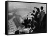 University of Pittsburgh Students Cheering Wildly from Atop Cathedral of Learning, School's Campus-George Silk-Framed Stretched Canvas