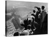 University of Pittsburgh Students Cheering Wildly from Atop Cathedral of Learning, School's Campus-George Silk-Stretched Canvas