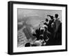 University of Pittsburgh Students Cheering Wildly from Atop Cathedral of Learning, School's Campus-George Silk-Framed Photographic Print