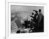 University of Pittsburgh Students Cheering Wildly from Atop Cathedral of Learning, School's Campus-George Silk-Framed Photographic Print