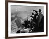 University of Pittsburgh Students Cheering Wildly from Atop Cathedral of Learning, School's Campus-George Silk-Framed Photographic Print