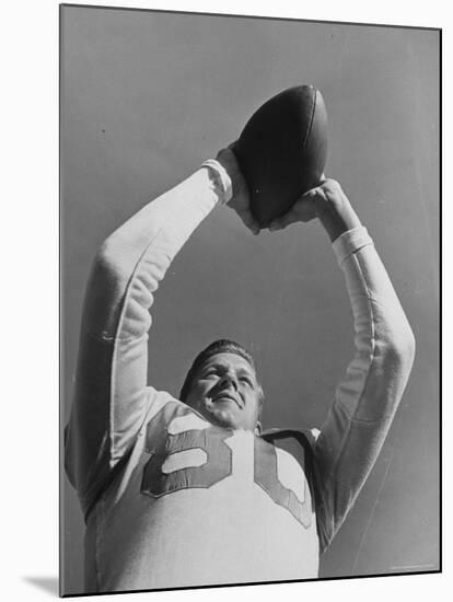 University of Texas Football Player Malcolm Kutner Holding the Ball-George Strock-Mounted Photographic Print