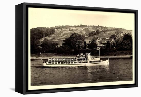 Unkel Rhein, Rheinhotel Länderhaus, Dampfer, Felder-null-Framed Stretched Canvas