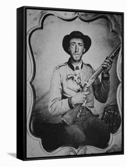 Unknown Confederate Soldier Posing in Photographer's Studio-American Photographer-Framed Stretched Canvas